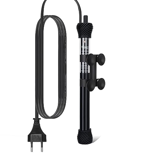Hygger Calentador de Acuario, 50W Calentador de Ttermostato Sumergible para Pecera con Perilla de Ajuste Ventosa para Agua Salada Agua Dulce de Coral Betta Pequeño