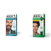 Just For Men Mustache & Beard, Beard Dye for Men with Brush Included for Easy Application & Shampoo-In Color Formerly Original Formula, Darkest Brown, H-50, Pack of 1