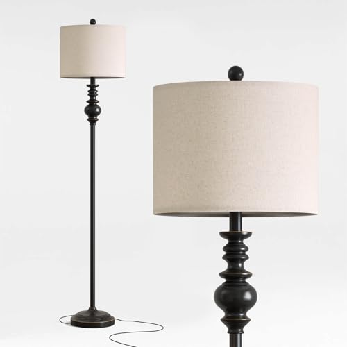 Image of BOBOMOMO 64.25 inch Farmhouse Floor Lamp for Living Room, Tall Antique Black Standing Lamp with Rotary Switch, Mid-Century Modern Reading Lamp for Bedroom & Office, Minimalist Home Decor Corner Lamp