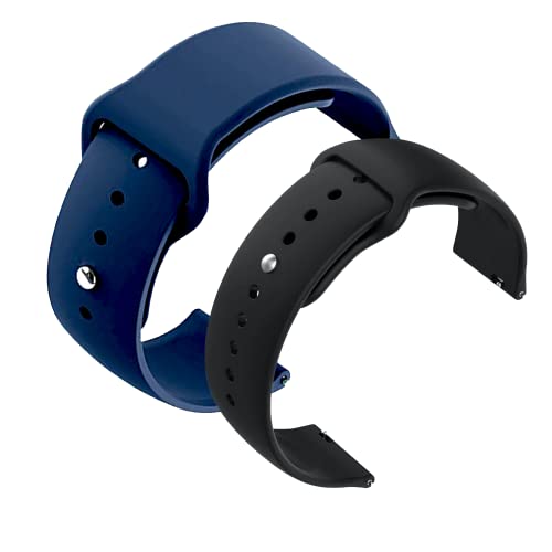 Image of YODI New Accessories Silicone 22MM Strap Belt Band for Smart Watch (Set of 2 Color) Combo Pack (Smart Watch NOT Included) (Blue-Black)