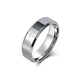 KnSam Anillo de matrimonio para hombre, acero de tungsteno, cruz de compromiso, anillo para hombre, anillos para cortina, Acero de tungsteno, Sin circonita