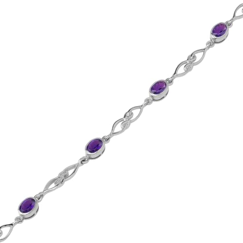 Image of Silvershake Birthstone Gemstones White Gold Plated or Yellow Gold Plated 925 Sterling Silver Scroll /Filigree Celtic Knot Weave 7.25 to 8.75 Inch with Adjustable Extension Bracelet Jewelry for Women