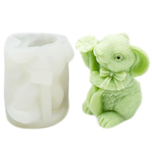 SiSfeL Molde de vela de coelho, molde de silicone animal coelho, molde de vela de coelho 3D, molde de vela de silicone forma de coelho, para sabão velas de chocolate doces ou artesanato