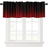 TFOSO Red and Black Kitchen Valance Curtains,Gothic Style Simple Design Short Drape for Kitchen Living Room Party Rod Pocket Window Treatment 1 Panel 54' W x 18' L Inch