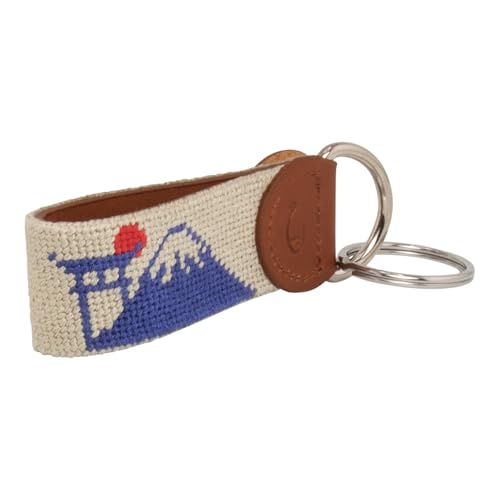 Image of Leather Hand-Stitched Needlepoint Key Fob or Key Chain