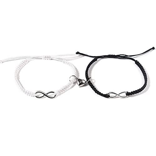 Image of COLORFUL BLING 2Pcs Infinity Distance Couple Braided Handcrafted Luck Bracelet Bangle Adjustable Rope His and Hers Wristband Wrist Jewelry