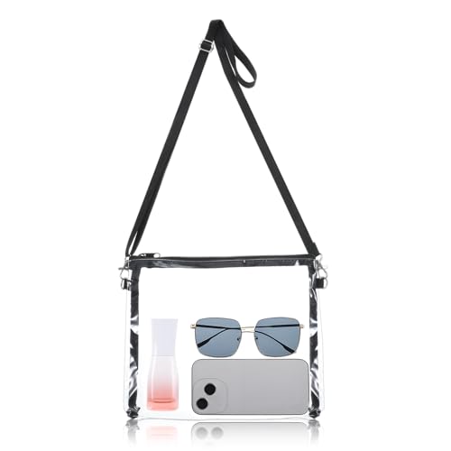 Clear Purses for Women with Adjustable Strap, Clear Bag Stadium Approved Stadium Approved Crossbody Zipper Handbag Crossbody Bag Stadiums Approveds for Sports, Transparent Stadiums Bags for Concert