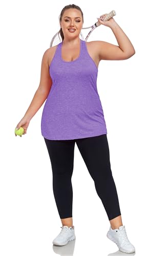 Image of ForHailey Women's Plus Size Cross Back Workout Tank Tops Athletic Shirts