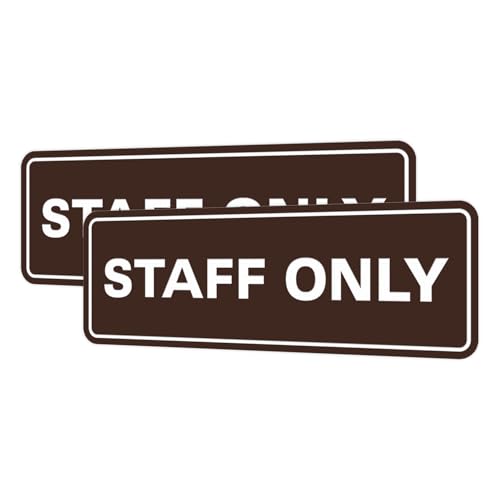All Quality Standard Staff Only Wall or Door Sign | Easy Installation | Office Workplace Signs | Enhanced Security ‌ - Dark Brown - Medium (2 Pack)