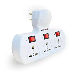 eSYSTEMS 3+3 Multi Plug Point Universal Sockets Adaptor with Led Indicator, Individual Switches, Fuse Protection & Short Circuit Protection 3 Pin Extension Board (Cordless)