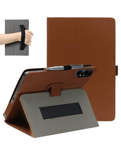 for TABWEE T60 12.2 Inch Tablet Case, FJIASTB PU Leather Folding Cover with Pen Holder and Wrist Strap, Business Travel Portable (Brown)