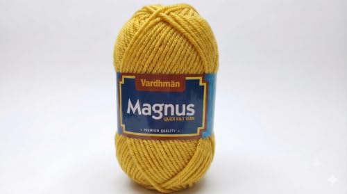 Image of Vardhman Magnus Knitting Yarn 100% Acrylic Bulky 4Ply Yarn (Pack of 1 Ball - 100g) - Knitting & Crochet Yarn for Winter Sweaters, Scarves, Blankets | Hypoallergenic, Hand Wash - Mustard