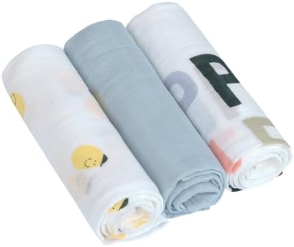 LÄSSIG Baby Mulltuch Spucktuch Puckdecke 3er Set Baumwolle 80 x 80 cm/Heavenly Soft Swaddle L Happy Fruits Lemon