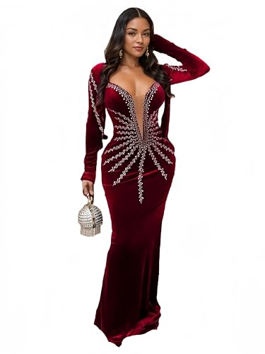 Image of Figdaw Rhinestone Embellished Formal Gowns and Evening Dresses for Women 2026