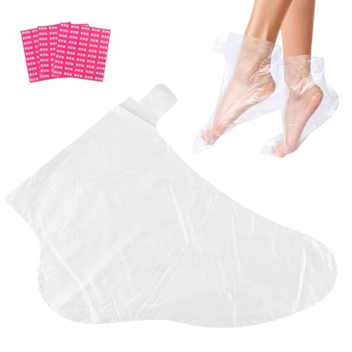 Pedsox, 100 Copripiedi Trasparenti Monouso in Polietilene, Ideali per Maschera Piedi e Pedicure, per Bagni di Paraffina, 31x16 cm, Taglia Unica, Unisex