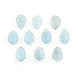 Aquamarine Gemstone Beads Leaf Shape - Carved 8X10 MM Leaves Carving Briolette Loose Stone Bead for Jewelry Making Wholesale Lot