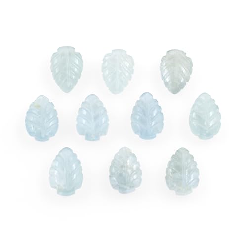 Aquamarine Gemstone Beads Leaf Shape - Carved 8X10 MM Leaves Carving Briolette Loose Stone Bead for Jewelry Making Wholesale Lot