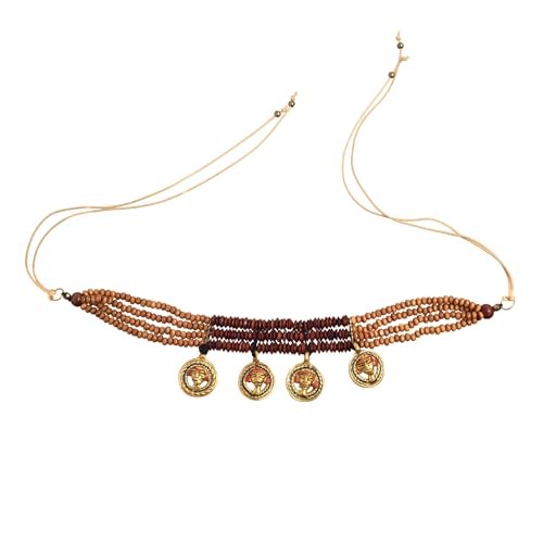 Image of AAKRITI ART CREATIONS Royal Empress Handcrafted Tribal Dhokra Necklace & Choker Collection | Artisan Ethnic Brass Jewelry with Oval & Square Designs, Amulet & Talisman Styles for Women