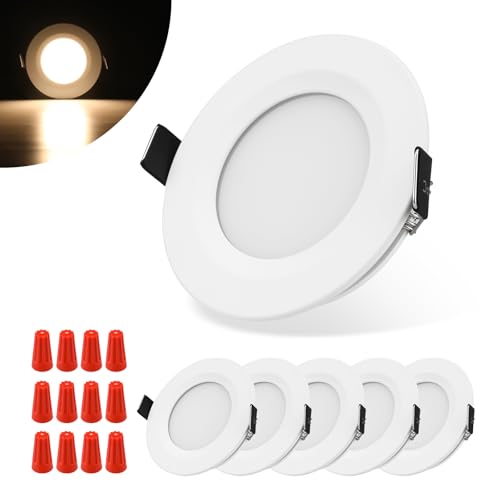 Image of 2.75 inch 12V RV Recessed Puck Lights, Ultra-Thin, Warm White, 6 Pack
