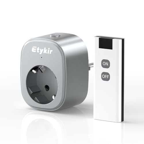 Etykir Funksteckdose mit Fernbedienung Reichweite 50m Programmierbare Stecker mit Fernbedienung Innenbereich 16A Weiß