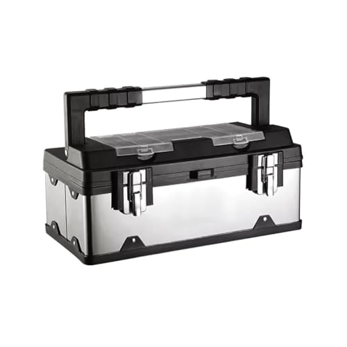 DONGXIAO Multifunctional hardware repair household portable medium and large electrician box storage box, metal tool box, stainless steel tool box, 17 Inch、20 Inch (Size : 20 inch stainless steel)