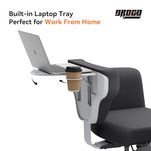 Image of DROGO Freedom-X Multi-Position Cross Legged Office Chair for Work from Home with Laptop Tray, Adjustable Backrest, Flexible Armrests & Cup Holders | Gaming Chair with Breathable Cushion Seat (Grey)