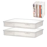 Oushebck Kunststoff-Aktenbox, A4, tragbar, Höhe 5 cm, stapelbarer Papier- und Dokumenten-Organizer, staubdichte Dokumentenmappen, Crapbook-Papier-Aufbewahrungsboxen für Zeitschriften, Büro, 2 Stück