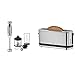 WMF Lineo Set di frullatori a immersione in acciaio inossidabile, 4 pezzi & Tostapane con Fessura lunga, 220 W, Cromargan Matt