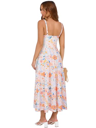 Image of YIOYOLA Corset Dress for Women Casual Tea Party Summer Wedding Guest Flowy Midi Sundress