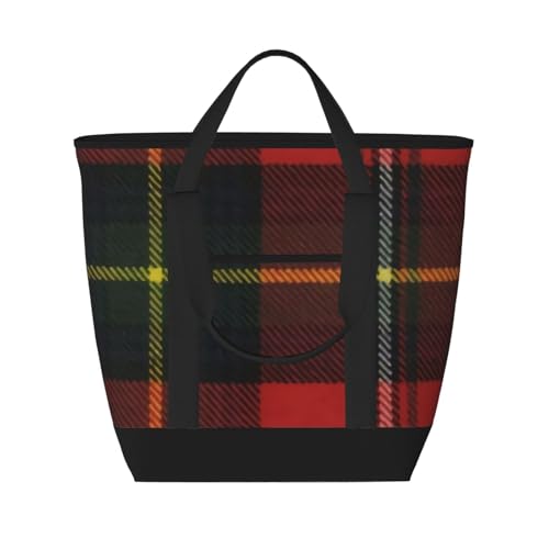 Tartan Large Capacity Insulated Shopping Tote Bag – Keeps Food Cold/Hot For Hours, Ideal For Travel, Groceries & Outdoor Use