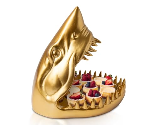 Comfify Shark Resin Figurine – Stylish Shark Sculpture with Open Bowl Design for Snacks, Keys, or Trinkets – Artistic Holder with Elegant Golden Finish – Playful Addition to Modern Decor