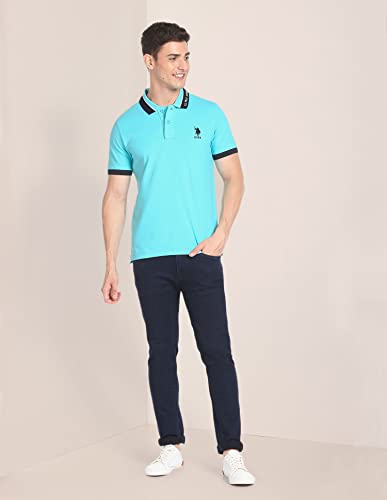 Image of U.S. POLO ASSN. Solid Slim Fit Polo T Shirts for Men - 100% Cotton, Half Sleeves Mens Tshirt