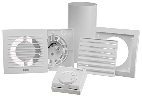 Steinberg14 Warmluft - Ø 125mm Set Lüfter Heizlüfter Wärmetauscher Wand Ventilator mit Thermostat