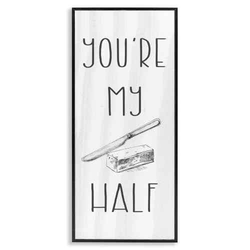 Butter Half Punny Kitchen Typography, 13 x 30 Inch Framed Giclée Print