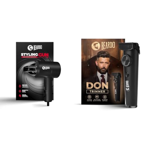 Image of BEARDO 1100 Watts Styling Gun Ultra Compact Hair Dryer & Don Trimmer for Men, Black