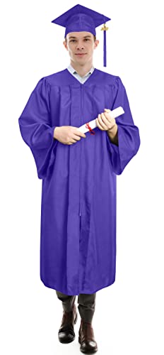 Image of Graduation Cap Gown 2026 2027 Matte Unisex for High School Bachelor | Heavyweight Matte Polyester,Zipper Closure,Adjustable Cap,Sizes 39-60,Bulk Orders Available