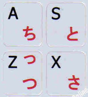 Pegatinas de teclado en hiragana japonés, fondo gris miniatura 1