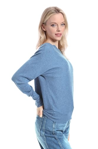 Image of Minnie Rose Womens Long Sleeve Off The Shoulder Cotton Cashmere Pull Over Sweater
