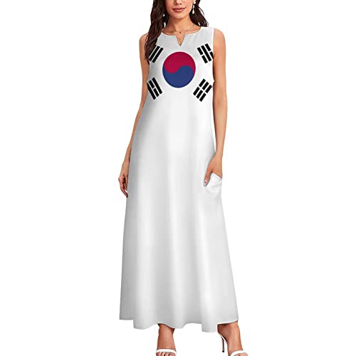 Image of TAIZIYEAH Long Dress Elegant Casual Long Dress Korean Flag Girls Summer Sunshine Beach Skirts for Womens S