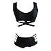 Produktbild Fenverk Bikini Tankini Bademode Badeanzug Monokini Retro Groß Größe Bikini Sets Plus Size Bandeau High Waist Bikini Damen Bauchweg (Schwarz-5,M)