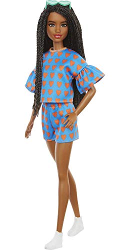 Barbie GRB63 - Fashionistas Puppe (schwarzhaarig) mit Zubehör, im Outfit mit Herz-Muster und Schuhen, für Kinder von 3… – Bild 7
