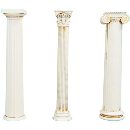 Os 3 Pilares Colunas Maçonicas - Maçonaria - Dórica Jônica e Coríntia (Cor Mármore Dourado)