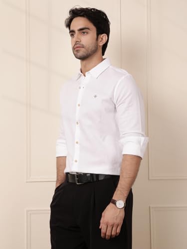 Image of WROGN Men's Linen Blend Shirt | Solid Styles | Slim Fit