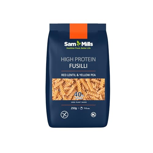 Sam Mills - Fussilli de Lenteja Roja y Guisante Amarillo - 250 g - Sin Gluten - Ideal para Dietas Veganas - Pasta de Legumbres - Alto Contenido en Fibra y Proteína
