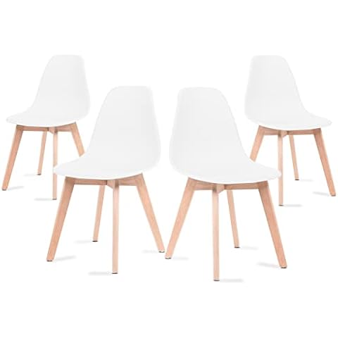 Mc Haus · Katla White x4 · Juego de 4 sillas de Comedor de Polipropileno Blanco Cover