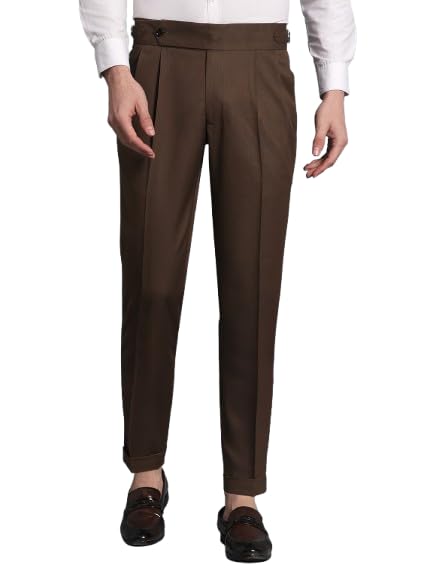 FASHIONEMPIRE Men's Formal Trousers Front Pleated Single Button Gurkha Lycra Pant Slim Fit | Stylish Formal Pant-picture-43