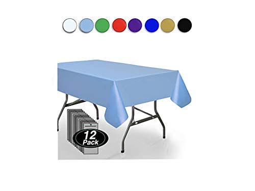 Vessel Goods 12-Pack Premium Disposable Plastic Tablecloth 54"x108" Light Blue Rectangular Table Cover