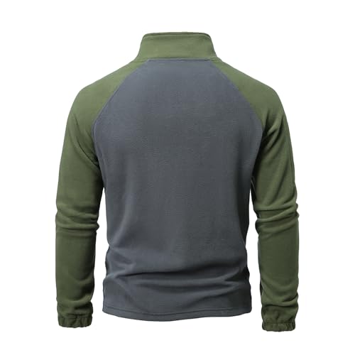 BAIMORE Men's Casual 1/4 Zipper Stand Collar Sherpa Fleece Contrast Color Long Sleeve Sweatshirt2