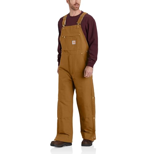 Carhartt Mens Firm Duck Insulated Bib Overall Carhartt Brown Large