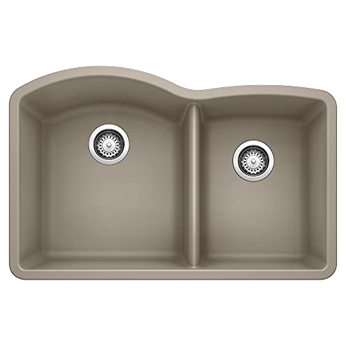 BLANCO, Truffle 441284 DIAMOND SILGRANIT 60/40 Double Bowl Undermount Kitchen Sink, 32